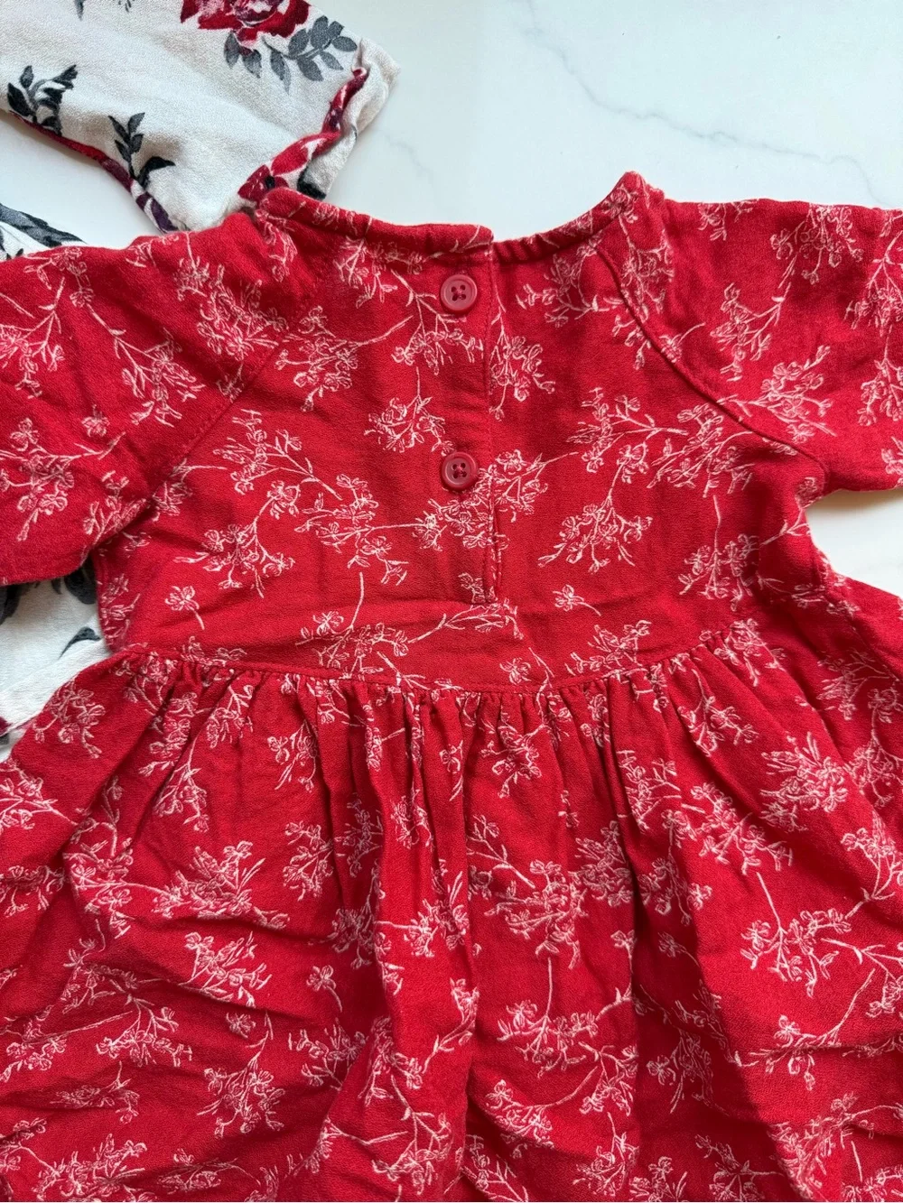 Old Navy Red Floral and White Floral Mix Long-Sleeve Girls Dresses